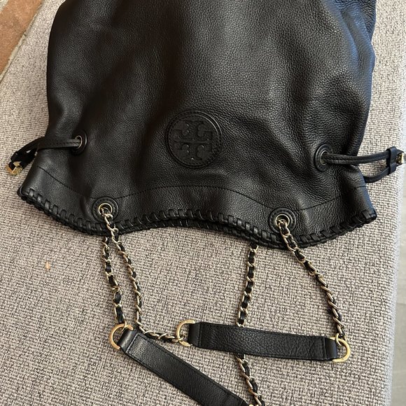 Tory Burch Marion Leather Slouchy Tote/Shoulder Bag in Black Like New! - Picture 4 of 7